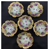 6 Vintage Hand Painted Porcelain Small Bowls