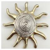 Bat Ami Designer Sterling Sun Pendant Brooch
