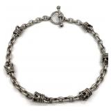 Signed Sterling Silver Crown Link Necklace