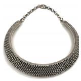Sterling Silver Dot Mesh Choker Collar Necklace