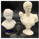 3 Vintage Bust Statue Figures