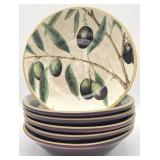 6 Williams Sonoma Olive Branch Soup/Pasta Bowls