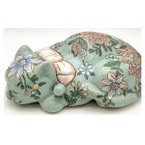 Chinese Macau Porcelain Sleeping Cat Figure