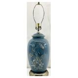 Vintage Blue Floral Urn Style Table Lamp