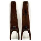 2 Antique Wooden Wall Mount Candle Holders