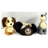 3pc Vintage Disneyland Mouse Ears Hat & Plush Toys