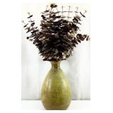 Large Pier 1 Metal Vase w/ Faux Floral Arrangement