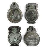 4 Vintage Bronze Greek Medallion Souvenir Clips