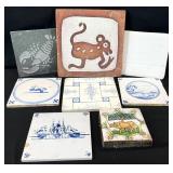 Group Antique / Vintage Ceramic Pottery Tiles