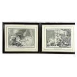 Pair T Rowlandson Framed Prints
