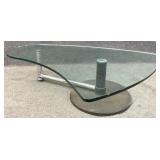 Contemporary Cast Iron Base Glass Top Coffee Table
