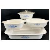 4 Corningware Blue Cornflower Baking Dishes