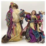 2pc Sequined Santa & Angel Tree Topper Figures