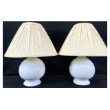 2 Small Ceramic Lamps Yellow Gingham Shades