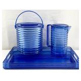 Sally Designs Blue Ice Bucket, Pitcher & Trays