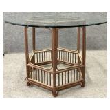 Glass Top Rattan Base Table