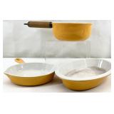 3pc Vintage Le Creuset Yellow Enameled Cast Iron