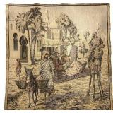 Antique Middle Eastern Scene Woven Tapestry