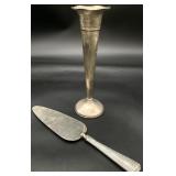 2pc Weighted Sterling Silver Vase & Cake Server