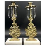 Antique Gilt Bronze Girandoles on Marble