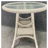 Glass Top Wicker Accent Table