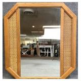 Oak Frame Wicker Accented Mirror