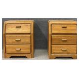 Pair Oak Fall Front Nightstands