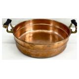 Signed Copper Pan w/ Brass & Wood Handles
