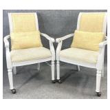 Pair Scroll Back Arm Chairs