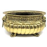 Antique Polished Brass Lion's Head Jardiniere