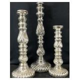 3 Mercury Glass Style Candlesticks