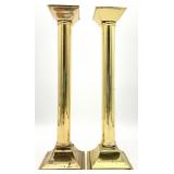 Pair 14 ' Brass Pillar Candlesticks