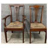 Pair Antique Mahogany Inlaid Chairs