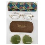 Vtg 12K Gold Filled Glasses & Clip On Sunglasses