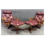 Pair Mid Century Mobler Recliners w/ Ottomans