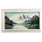 Vtg Original Mountain River Scene Oil Painting