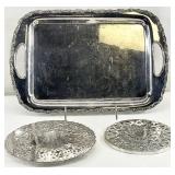 3pc Silverplate Tray and Trivets