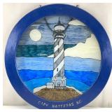 Stained Glass Style Lighthouse Round Wall Art