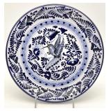 Hand Painted Blue & White Bird Pottery Plate: