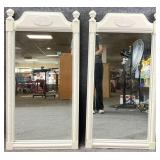 Pair White Faux Bamboo Mirrors