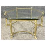 Labarge (?) Glass Top Brass Base Coffee Table