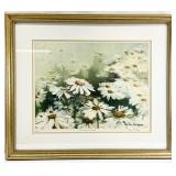 S/N Shirley Stallings Floral Framed & Matted Art