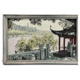 Vintage Oriental Pagoda Needlepoint Tapestry
