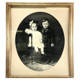 Large Vintage Framed Children's Portrait Photo