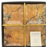 4pc Japanese Art Four Seasons Glass Dish Set