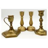 4 Small Brass Candlesticks
