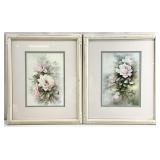 2 Sonie Aimes Floral Framed & Matted Art Prints