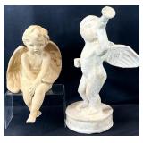 Chalkware Sitting Angel & Paper Mache Angel