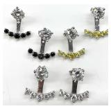 3 Sets Sterling Silver Adjustable Anchor Earrings