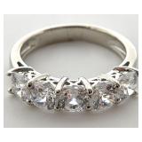 Sterling Silver Clear 5-Stone Ring, Sz 6
